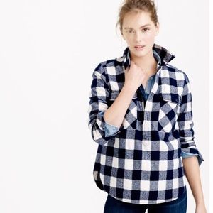 XXS J.Crew Blue Buffalo Check Flannel Shirt Jacket